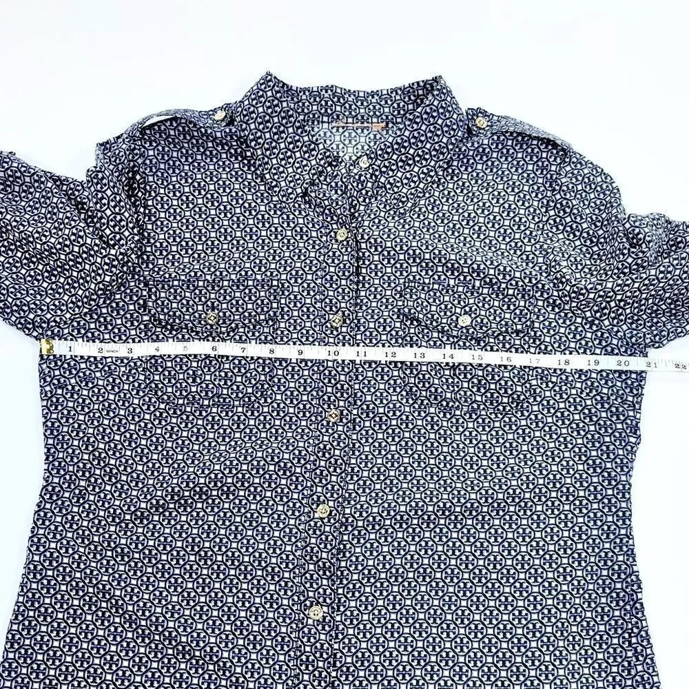 Tory Burch lightweight sheer pattern button down blouse M - Picture 12 of 13